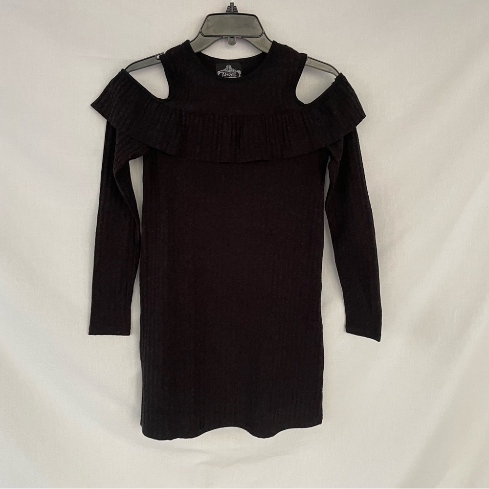 Angie Women’s Black Cold Shoulder Sweater Tunic Size Small
